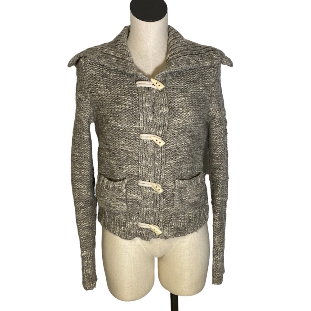 American Eagle Y2K knit wool alpaca blend cardigan marbled grey size medium